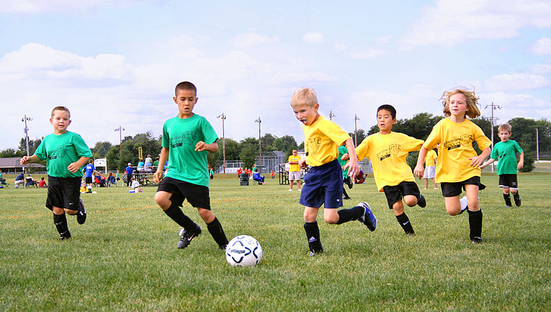 Kids playing soccer